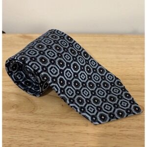 Ermenegildo Zegna Blue Octagonal Geometric 100% Silk Tie 56"x3.75" EUC